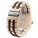 Bewell W109A Men Wooden Quartz Watch Round Dial Analog Handmade Wood Wristwatch (Maple and Red)