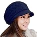 HINDAWI Womens Winter Hat Warm Knit Wool Ski Snow Caps with Visor Navy