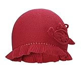 Vivobiniya Toddler Baby Girl lovely Flower knit hats Newborn hats 3 colours 0-4Y (0-6M(Head circumference 14.9-17.3in）, red)