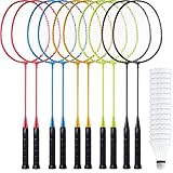 10 Packs Badminton Rackets Set with 15 Badminton