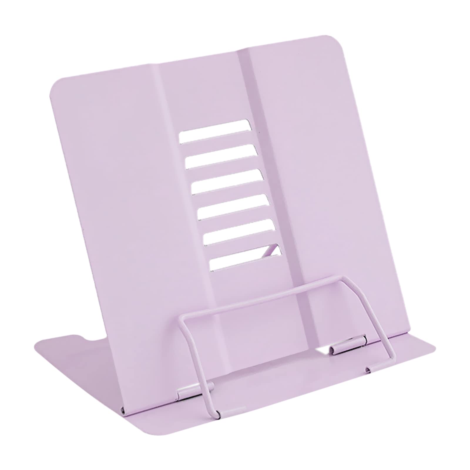 Geoyien Book Stand, Book Holder for Reading in Bed, Multifunctional Metal Reading Rack, Adjustable Angle, Correct Sitting Posture, Reduce Fatigue, for Office School Library Home (Purple)