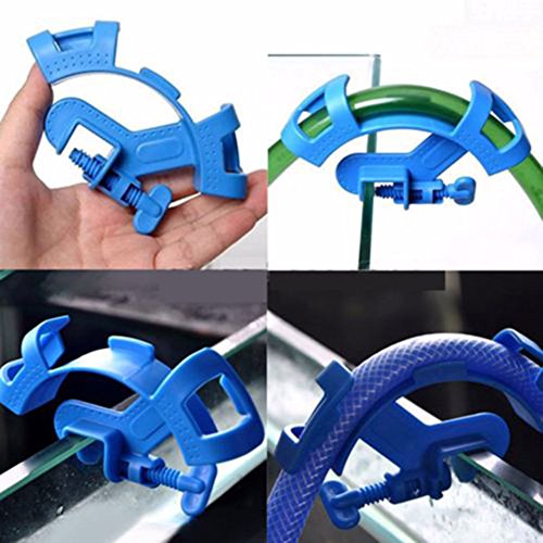 Adjustable Aquarium Hose Holder Fish Tank Filter Water Pipe Mount Pack Of 5 - Blue