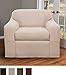 Maytex Reeves Stretch 2 Piece Arm Chair Furniture Cover Slipcover, Natural White