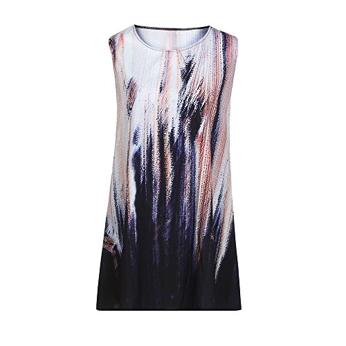 iYBUIA Summer Vintage Boho Women Loose Summer Sleeveless 3D Floral Print Bohe Tank A-Line Mini Dress(Navy,L) - Thumbnail 2