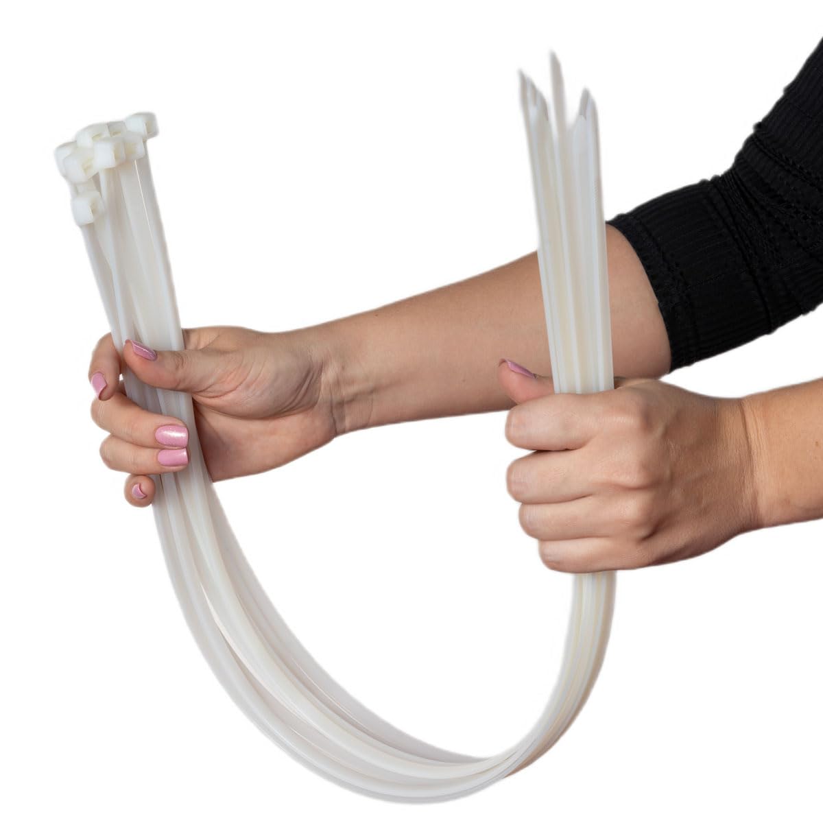 ERKO Cable Ties Clear Large 550 x 9,0 mm 100 Pieces 177lbs Tensile Strength Heavy Duty Long, White Zip Tie Wraps, Strong
