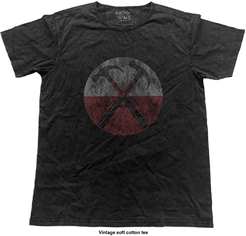 Pink Floyd T Shirt The Wall Hammers Logo Official Mens Black Vintage Finish