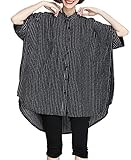 ELLAZHU Women Loose Black&White Stripe Bat-wings Blouse GA276