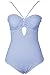 CUPSHE Women's So Breezy Stripe Lace Up One-Piece Swimsuit Beach Suiting Medium Blue