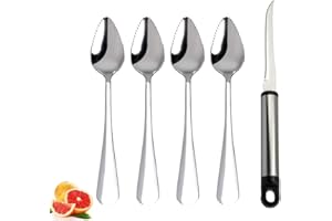 Grapefruit Spoons, JUSTDOLIFE Grapefruit Dessert Spoons Stainless Steel Half Serrated Citrus Fruit Vintage with Grapefruit Kn