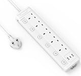 Mscien Extension Lead 1M 5 Way with 3 USB Slots USB-A USB-C Individually