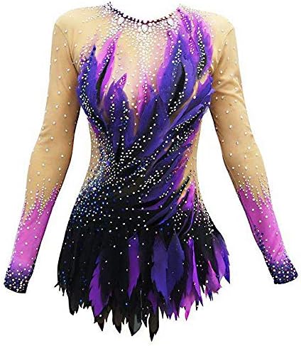 新体操レオタード体操レオタード女子女子レオタードパープル高弾性手作り長袖競技ダンス新体操 セールsale Off