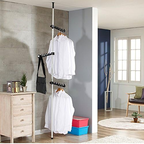 KissH Simple Combination Stainless Steel Clothing Coat Hangers Floor Stretch Metal Lift Racks