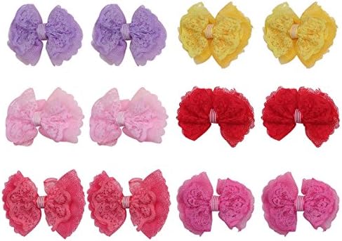 BonnyGirl Boutique Baby Girls Toddler Hair Bow Clips Barrettes with Hair Bows Holder (D 12pc 1.8" clips)