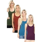 Zenana Outfitters 4 Pack Womens Basic Ribbed Racerback Tank Top