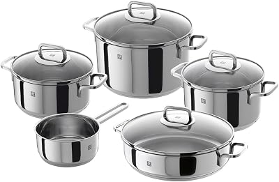 Quadro Set batería de cocina 5 piezas, Acero Inoxidable, 1 cm, 58x35x30 cm