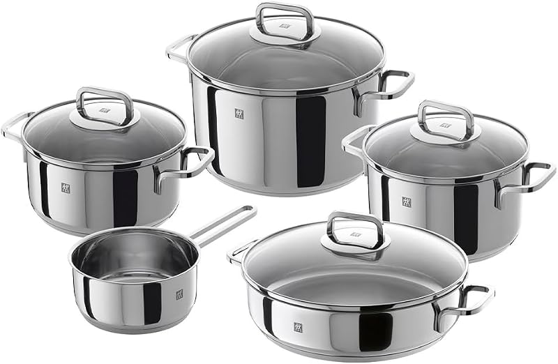 Conjunto de panelas zwilling quadro 5 peças, aço inoxidável, 1 cm, 58x35x30 cm