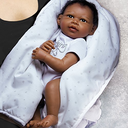 Paradise Galleries Reborn Baby Doll Like African American NewbornBaby Doll, Baby Bundles: Reaching For The Stars Girl Doll Crafted in Silicone-Like Vinyl and Weighted Body, 19 inch