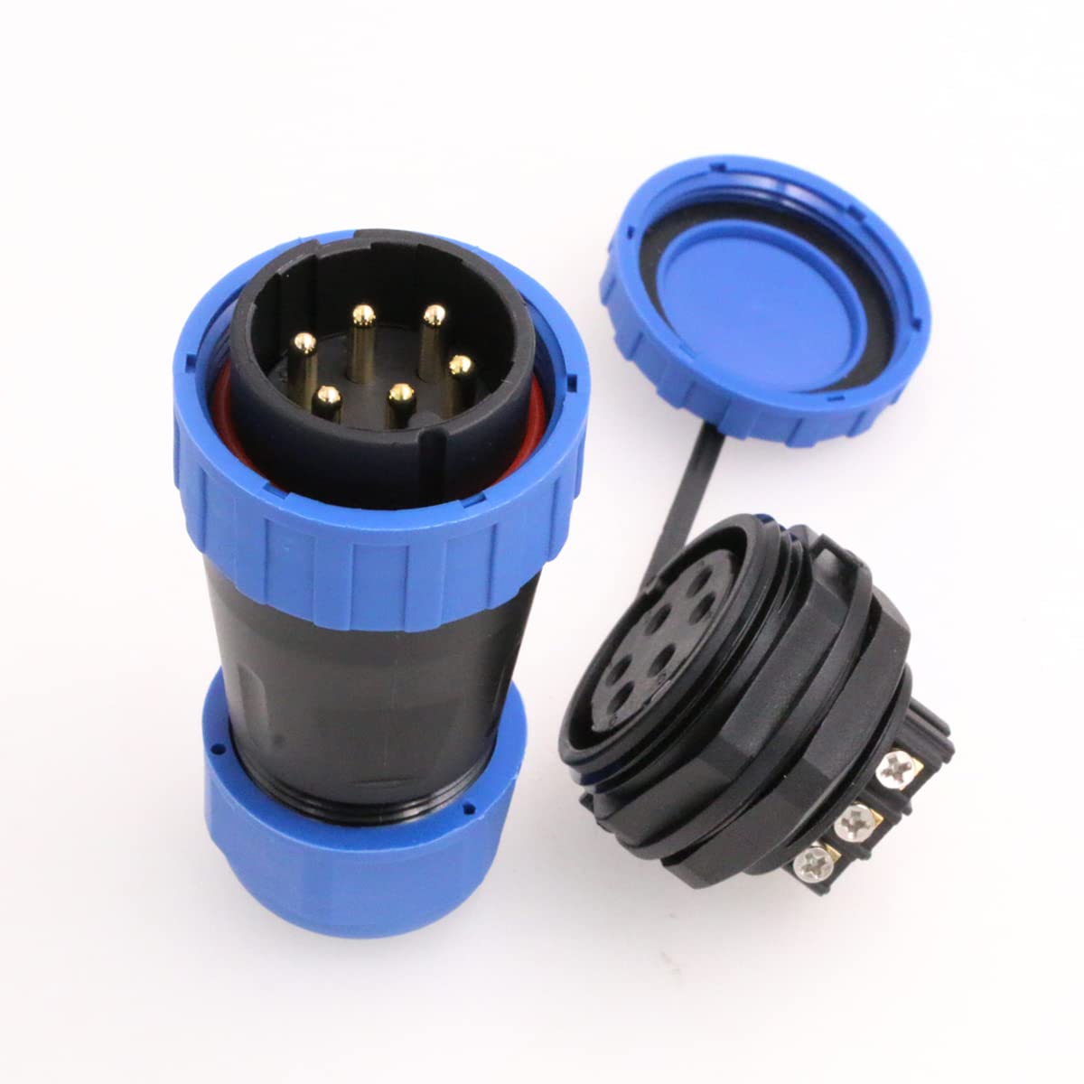 DRRI TY28 380V 25A High Voltage Solder-Free Waterproof Screw Crimp Rear Nut Panel Mount Connector 6Pin Male Plug Female Socket