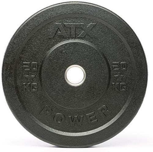 ATX® – Natural Rubber 20 kg Dumbbell Weight Disc 50 mm Rough Full Rubber Bumper Plate – Black