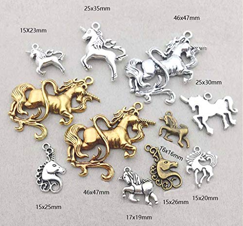 Kinteshun Unicorns Charm,Holy Horse Animal Charm Pendant Bead for DIY Jewelry Making Findings(20pcs,Silver Bronze and Gold Tones) - Thumbnail 4
