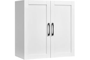 Wall Cabinet with Adjustable Shelf, Laundry Room Cabinet with 2 Doors, Kitchen Storage Cupboard Cabinet, Wall Mount Medicine 