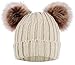 Arctic Paw Beanie for Women Womens Winter Hats Cable Knit Pom Pom Beanie with Faux Fur Ears Beige