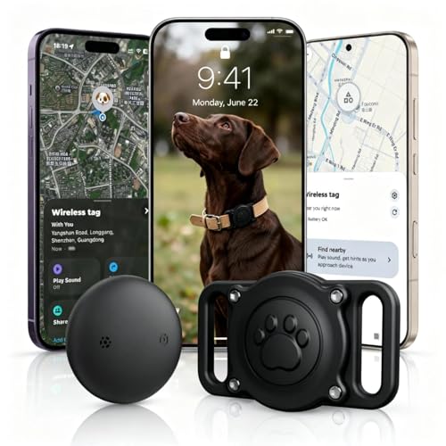 NozlaID GPS Dog Tracker (Android & iOS), Mini Cat Dog Tracker No Monthly Fees, Smart Pet Activity Tracker, Dog Cat Collar Waterproof Holder with Tracking Device (1 Pack)
