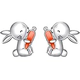 YinShan Bunny Gifts Bunny Necklace Easter Bunny Earrings for Women Girls 925 Sterling Silver Rabbit Pendant with Love Message Cute Animal Jewelry