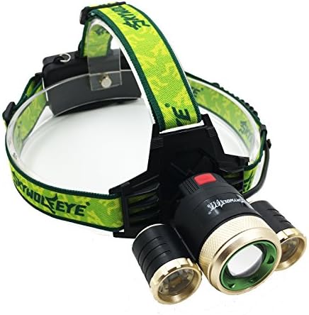 LED Headlamp, Headlight, Rechargeable Lithium-Ion Battery Powered Light (4 Modes) for Camping, Running, Hiking and Outdoor Sports. Waterproof. 1500 Lumens. Rechargeable Batteries Included - Green Band
