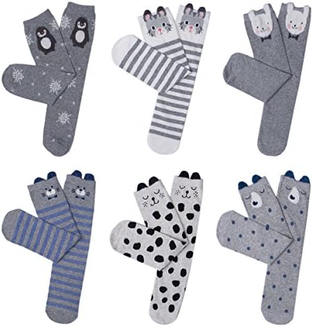 Haley Clothes Cute Girls No Heel Design Assorted Soft Knee High Dress Socks (6 Pairs)