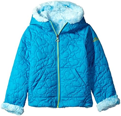 Pacific Trail Girls' Quilted Jacket Reversible to Tie-dye Faux Fur
