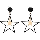 Trendy Star Clip on Earrings for Women Gold Silver Black Star Drop Earrings Double Star Non Piercing Ear Clip Birthday Party Jewelry Gifts for Women