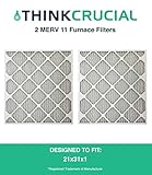 Think Crucial 2 Replacements for 21x23x1 MERV 11 Allergen Air Furnace & Air Conditioner Filter, Pleated