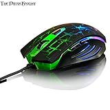 Ajazz Dark Knight Ergonomic Wired Mouse, 7 LED Rainbow Backlight 6 Buttons for Office Games and Daily Use