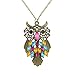 Caetle Big Eye Owl Bird Love Heart angel Wing Crystal Gem Chain Necklace