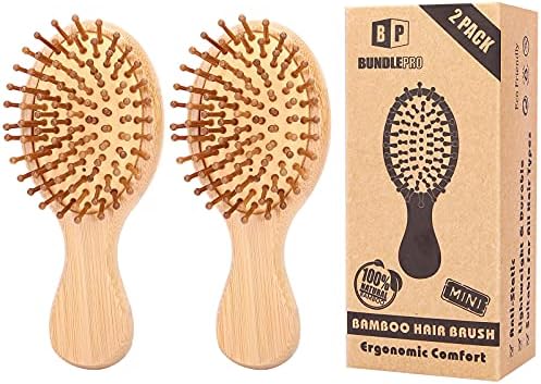 Pack Of 2 Baby Hair Brushes Mini Travel Bamboo Hair Brush With Bamboo Bristles Massages Scalp Anti Static Hair Detangle For All Types Pocket Travel Hair Brush For Men Women Kids Mini Buy Online