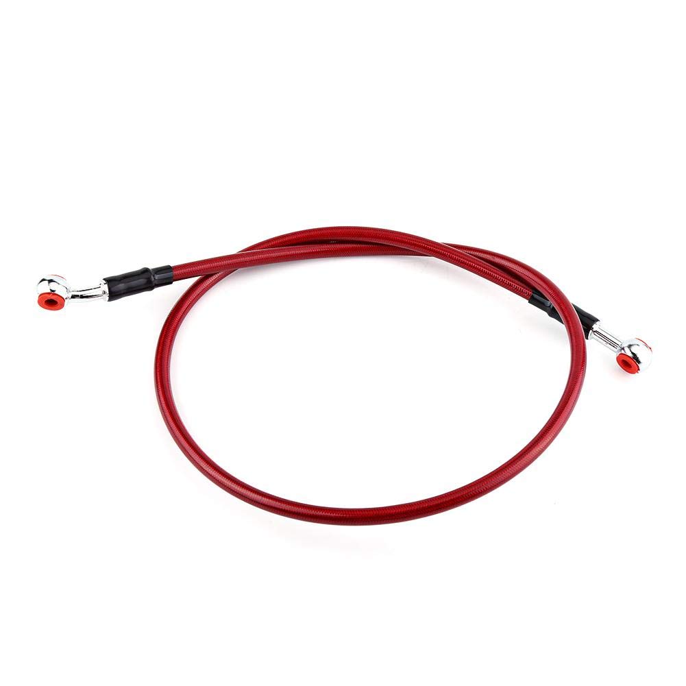 45/90cm Motorcycle Brake Oil Hose,Fuel Tube, Universal,Line Fitting Stainless Steel Braided(Long-Red)