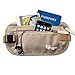 Egoz Cashew Travel Gear Money Belt RFID Undercover Waist Bag Hidden Pouch Secures Cash Cards Passport Tickets 2 Zip Pockets, Adjustable Strap Side Clip Washable Light Slim Comfortable Delux(Beige)