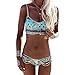 LaReine Bathing Suits Light Blue Bohemian Bikini Swimsuits for Women Two Piece - (US 8-10)M