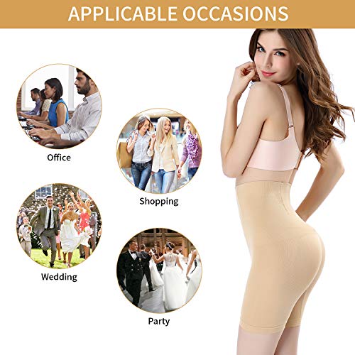 SKYFOXE Women's High Waisted Shapewear Shorts - Seamless Thigh Slimmers Shapewear -Tummy Control Shapewear Panties
