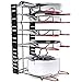 Pot Rack Organizer, 3 DIY Methods, Height and Position are Adjustable 8+ Pots Holder, Black Metal Kitchen Cabinet Pantry Pot Lid Holder