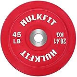HulkFit Color Coded Olympic 2-Inch Rubber Bumper Plate with Steel Hub for Strength Training, Weightlifting and Crossfit, Single