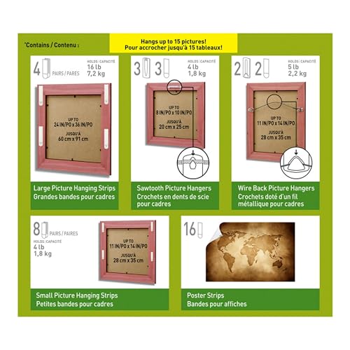 Command Picture Hanging Kit, Hang up to 15 Pictures, Including Picture Hanging Strips, Poster Strips & Picture Hangers for Home Decor, Damage-Free Hanging with Command Strips