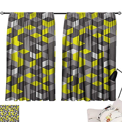 Josepsh Grey And Yellow Blackout Room Darkening Curtains 3d Print
