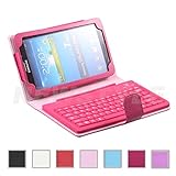 NEWSTYLE Detachable Wireless Bluetooth Keyboard & Protective Case For Samsung Galaxy Tab 3 7 inch Tablet P3200 P3210 T210 T211 (Rose)