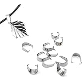 GBSTORE 100 Pcs 3x7 mm Stainless Steel Pendant Necklace Clasp Melon Seeds Buckle, Pendant Connectors Pinch Clip Bail for DIY Jewelry Making Findings,Necklace Accessories
