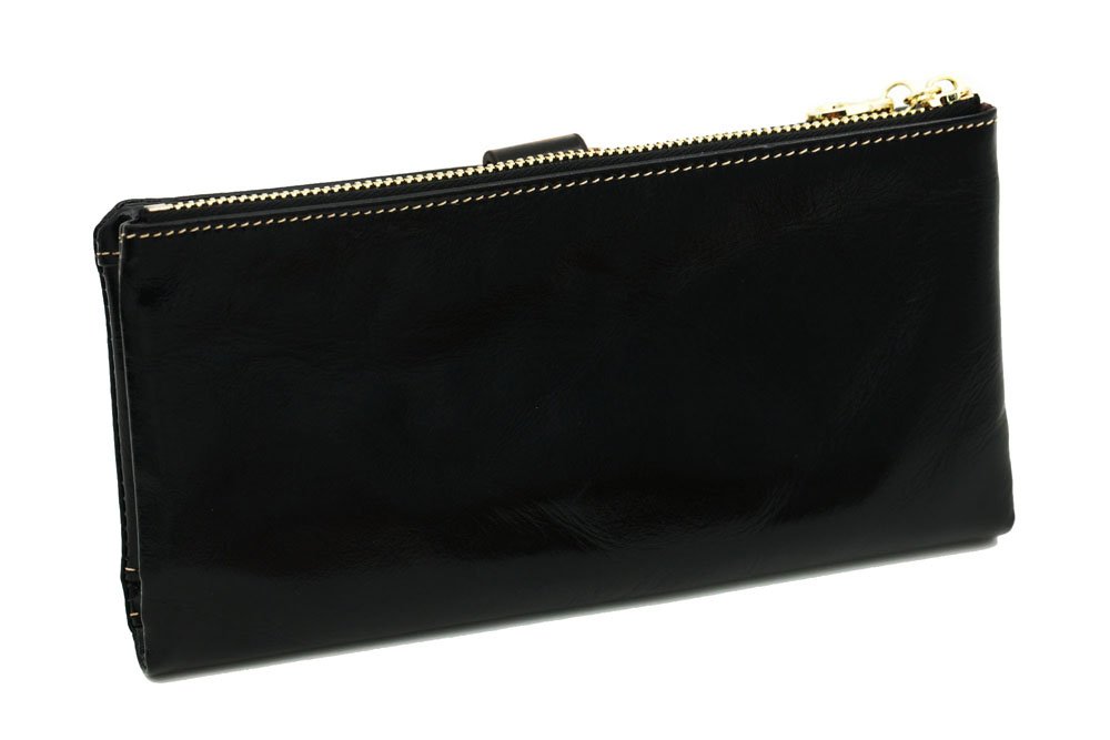 Luxury Fshion Women\'s Genuine Leather Long Zipper Wallet Ladies Clutch Purse Black