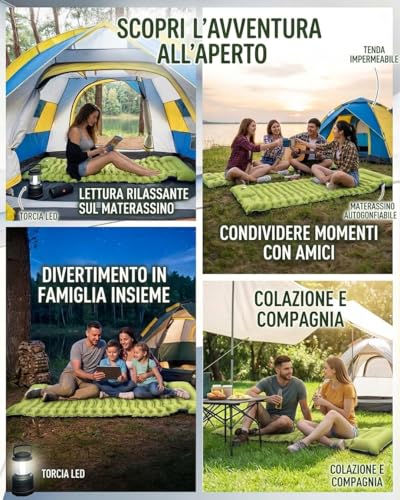 Rgaden Esterilla Camping Autohinchable Ultraligera, Colchoneta Camping Portátil Resistente, Colchón Autohinchable Inflable Multiusos para Senderismo, Acampada y Actividades al Aire Libre
