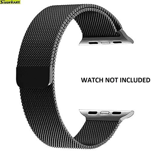 Shopkart Stainless Steel Smart Watch Strap for Series 1,2,3 with Unique Magnet Lock for iWatch 38mm (Black)
