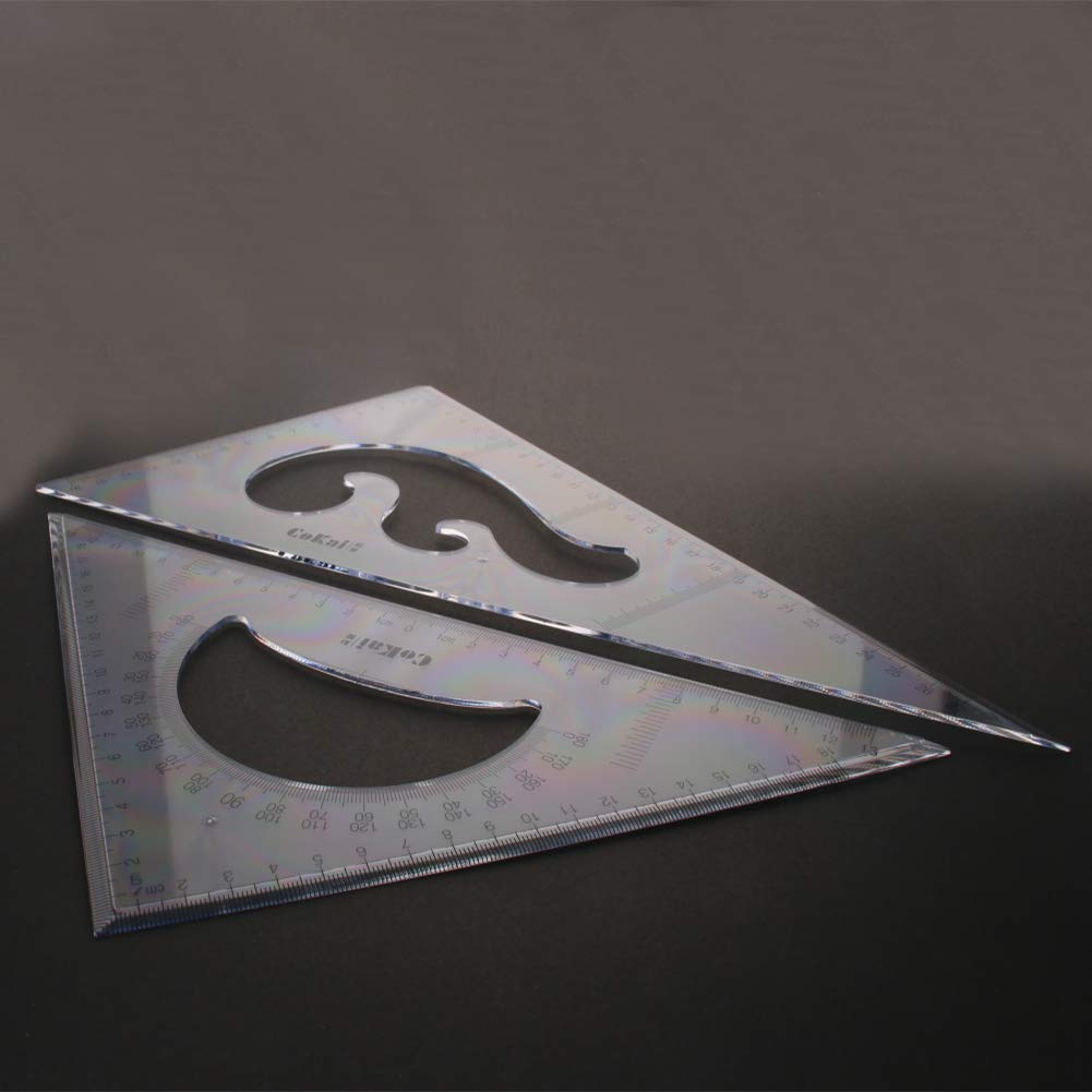 Utoolmart 30cm Large Triangle Ruler Square Set Plastic Triangular Scale Architectural Ruler for Students Homeschoolers Architects Engineers